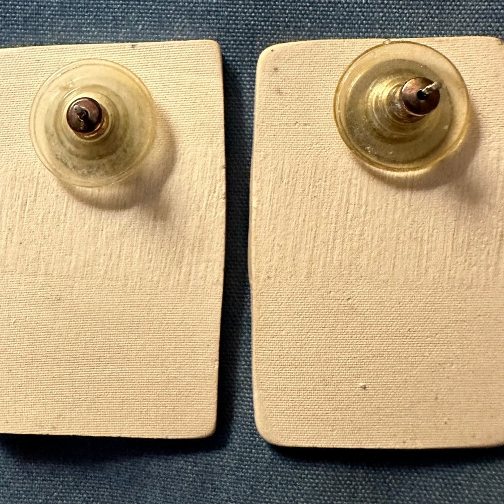 Vintage Handmade Rectangle Abstract Pink Blue Gol… - image 5